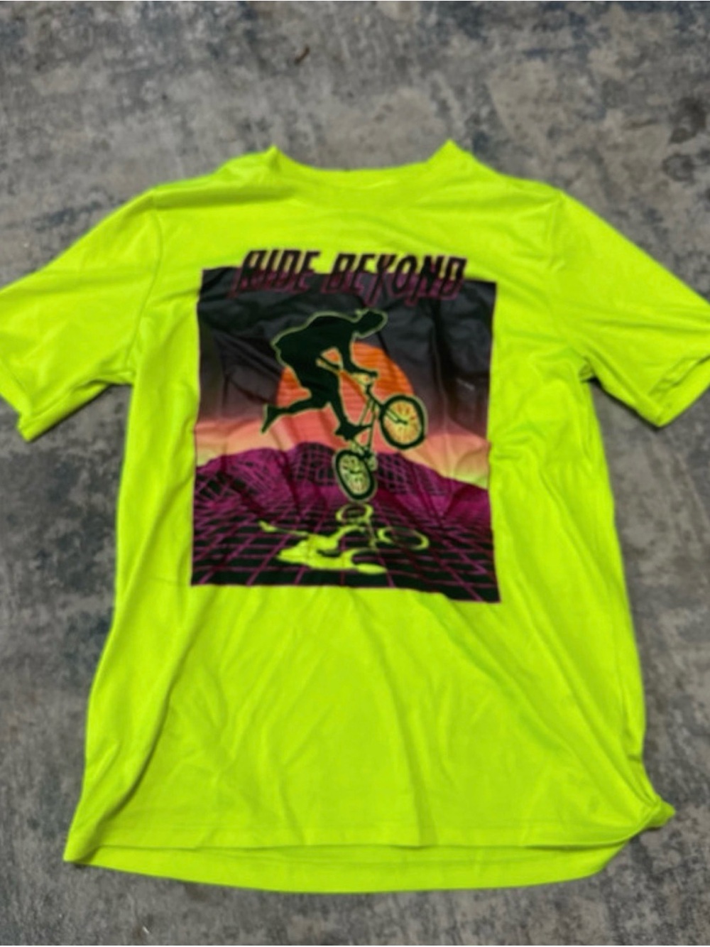 Athletic Works Neon Lime BMX Graphic Short Sleeve Tee